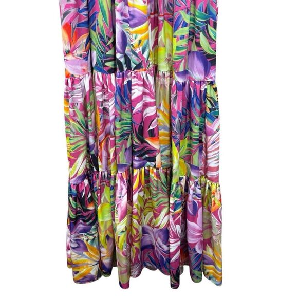 Kobi Halperin Hope Floral Tiered Halter Dress Pink Sleeveless Multi Sz S $498 - Picture 6 of 9